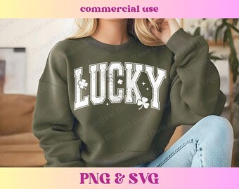 Lucky Shamrock SVG PNG | Distressed St. Patrick's Day shirt | Trending Grunge Vintage Clover Sublimation t-shirt design | Four Leaf Clover