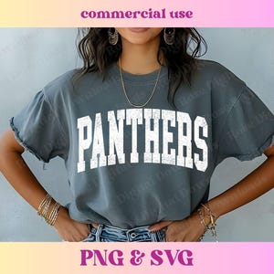 Distressed Varsity Panthers PNG SVG | Trendy school spirit shirt | Cute high school mascot sublimation | Retro sports gift T-shirt digital