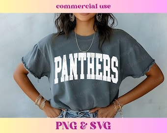 Distressed Varsity Panthers PNG SVG | Trendy school spirit shirt | Cute high school mascot sublimation | Retro sports gift T-shirt digital