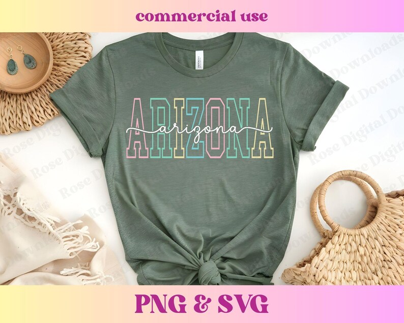 Pastel Arizona Script SVG PNG | Trendy State Shirt Design | Vintage T ...