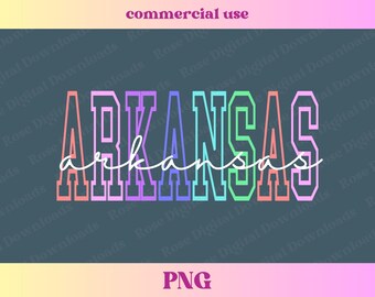 Colorful Arkansas PNG | Trendy state shirt design Retro Vintage T-shirt Sublimation, Hometown gift, Trending AR state shirt digital design