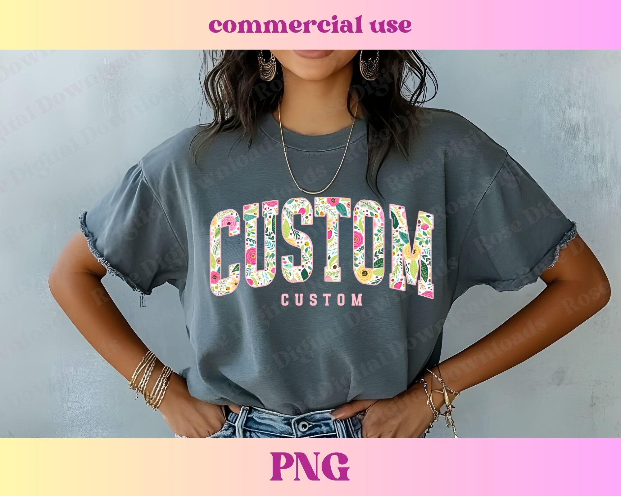 Pink Floral Custom PNG | Personalized Name Retro Vintage Sports Shirt Gift | Trendy High School Varsity Mascot T-shirt Hometown Sublimation
