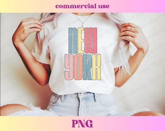Pastel New York PNG | Trendy state shirt design | Retro Vintage T-shirt Sublimation, Hometown gift, Trending Varsity NY state digital PNG