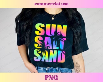 Słońce Sól Piasek Plaża Lato PNG | Ombre Lake Life | Dziewczyny Wycieczka Sublimacja Projekt | Tie Dye Palm Tree cyfrowy PNG, Modna Tropikalna Koszulka Klubowa