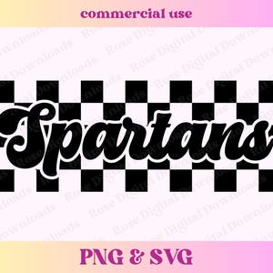 Spatans Cursive Checkered Spartans PNG SVG | Trendy Varsity School Spirit Grad Shirt ...