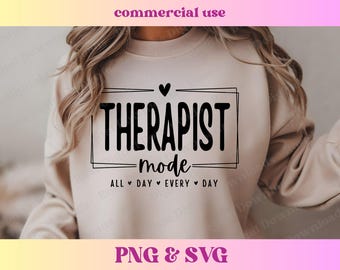 Terapeutläge PNG SVG | Retro Vintage hjärtterapiskjorta gåva | Trendig rådgivare sublimering digital nedladdning | Terapeut T-shirt design