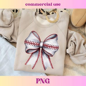 Coquette baseball bow PNG | Coquette sports mom | Watercolor Baseball Bow | Cute sports mama Sublimation File | Watercolor Softball T-shirt
