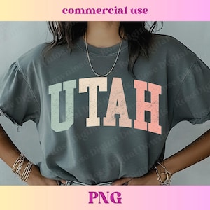Pastel Utah PNG | Trendy state shirt design | Retro Vintage T-shirt Sublimation | Hometown gift | Trending Varsity UT state digital PNG
