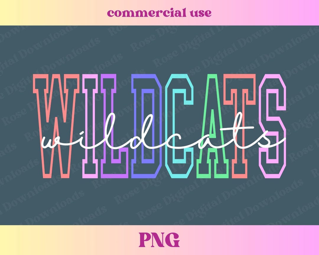 Colorful Wildcats PNG | Retro Vintage Groovy Sports Shirt Gift, Trendy ...