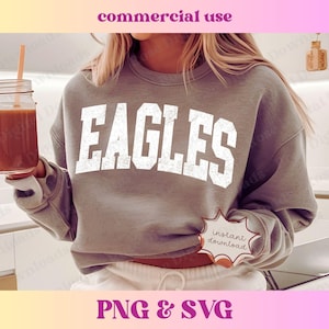 Varsity Eagles PNG SVG | Trendy distressed school spirit shirt, Cute high school mascot sublimation Retro sports gift T-shirt digital design