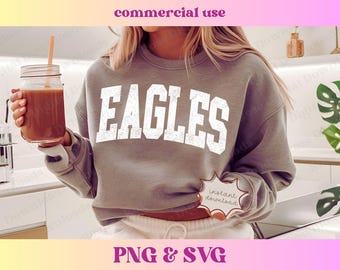 Varsity Eagles PNG SVG | Trendy distressed school spirit shirt, Cute high school mascot sublimation Retro sports gift T-shirt digital design