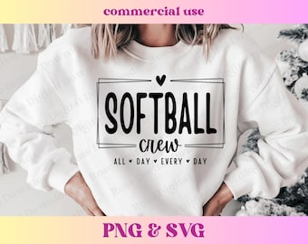 Softball Crew PNG SVG | Softball sublimation design | Sports mom digital download | Game Day Vibes t-shirt digital, Mom Life Club sweatshirt