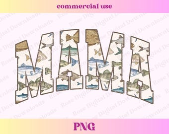 Fish Mama PNG | Trendy vintage western country distressed shirt gift | Fishing Mom Sublimation | Fishing Trip Mom Graphic T-shirt design
