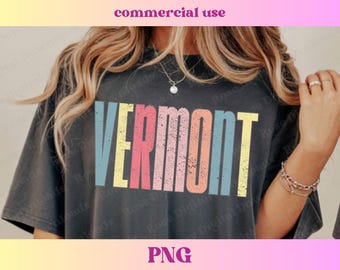 Pastel Vermont PNG | Trendy state shirt design | Distressed Vintage T-shirt Sublimation | Hometown gift | Trending Varsity VT state digital