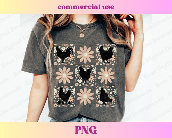Boho Retro Chicken mama PNG | Floral Daisy Png | Vintage Shirt Design | Cute Retro Gift | Vintage Rooster PNG, Sublimation Digital Download