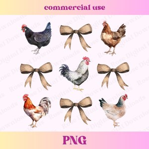 Trendy Coquette Chicken png | Soft Girl Era png | Country Bow Aesthetic | Social Club shirt design | Cute Hen Rooster bow sublimation File image 1