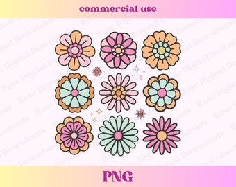Retro flowers PNG | Daisy vintage floral png | Groovy aesthetic shirt design | Distressed Spring trendy Sublimation File, Summer T-shirt png