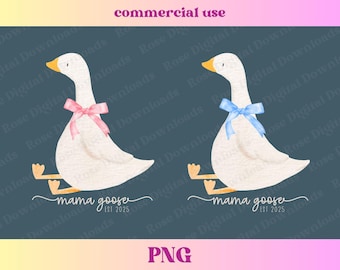 Mama Goose PNG | New Mama Est Custom Year | Mom Shirt | Mother's Day Gift | Girl Boy Mama | Newborn Mom Sublimation Digital Download