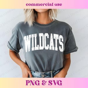 Distressed Varsity Wildcats PNG SVG | Trendy school spirit shirt | Cute high school mascot sublimation | Retro sports gift T-shirt digital