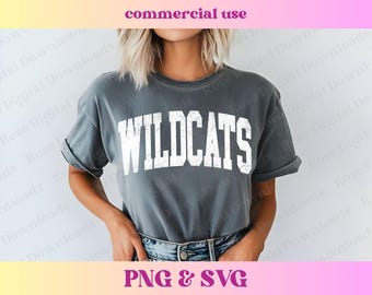 Distressed Varsity Wildcats PNG SVG | Trendy school spirit shirt | Cute high school mascot sublimation | Retro sports gift T-shirt digital