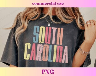 Pastel South Carolina PNG | Trendy state shirt design | Retro Vintage T-shirt Sublimation | Hometown gift, Trending Varsity SC state digital