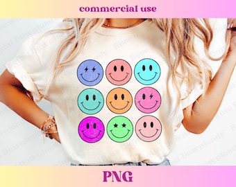 Trendy Retro Smile PNG | Happy smiling Tshirt png | Groovy smile aesthetic png | Distressed retro vintage | Trendy Sublimation Tshirt design