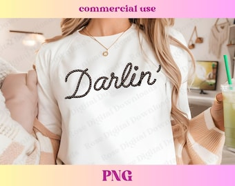 Trendy touw Darlin'-png | Allemaal westerse cowgirls | Vintage retro shirtontwerp | Leuke rodeo Howdy sublimatie digitale download | Darlin-png