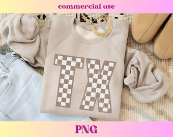 Distressed Checkered Texas PNG | Trendy state shirt design | Retro Vintage Tshirt Sublimation File | Hometown gift | Checkerboard TX design