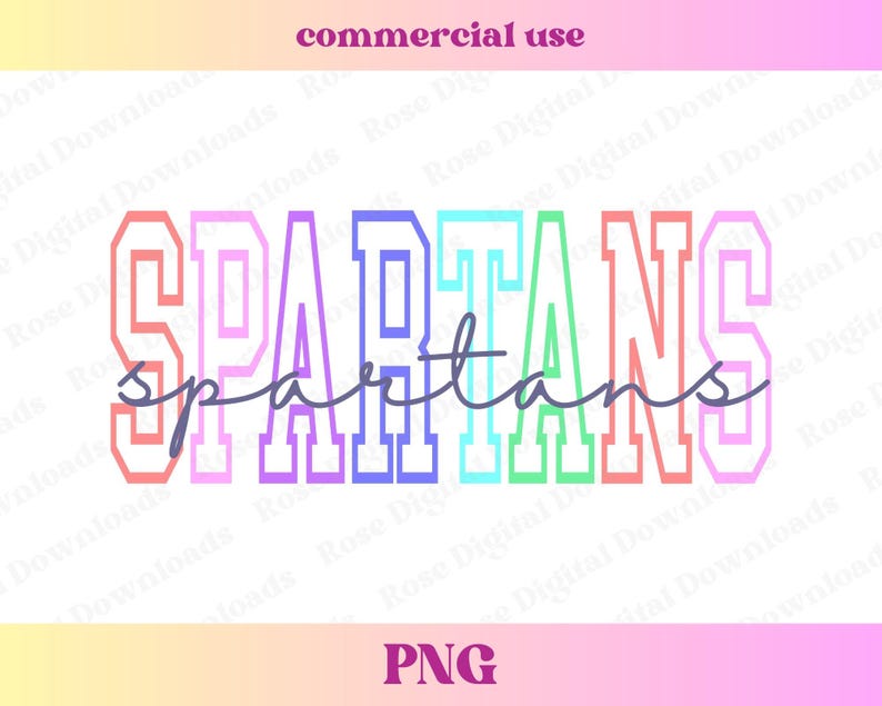 Spatans Cursive Colorful Spartans PNG | Retro Vintage Groovy Sports Shirt Gift, Trendy ...