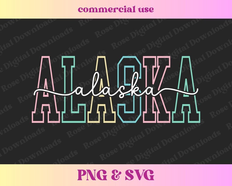 Pastel Alaska Script SVG PNG | Trendy State Shirt Design | Vintage T ...