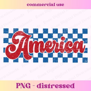 Americana PNG SVG / 4 de julio / América roja y azul png / América angustiada a cuadros Png / Diseño de camiseta de archivo de sublimación patriótica imagen 3