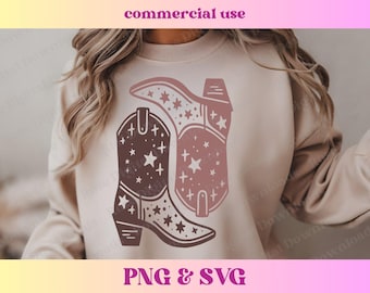 Trendy Cowgirl Boots PNG SVG | Y'all western coastal cowgirl | Vintage Ranch Shirt | Cute rodeo design, Cowboy Sublimation Digital Download