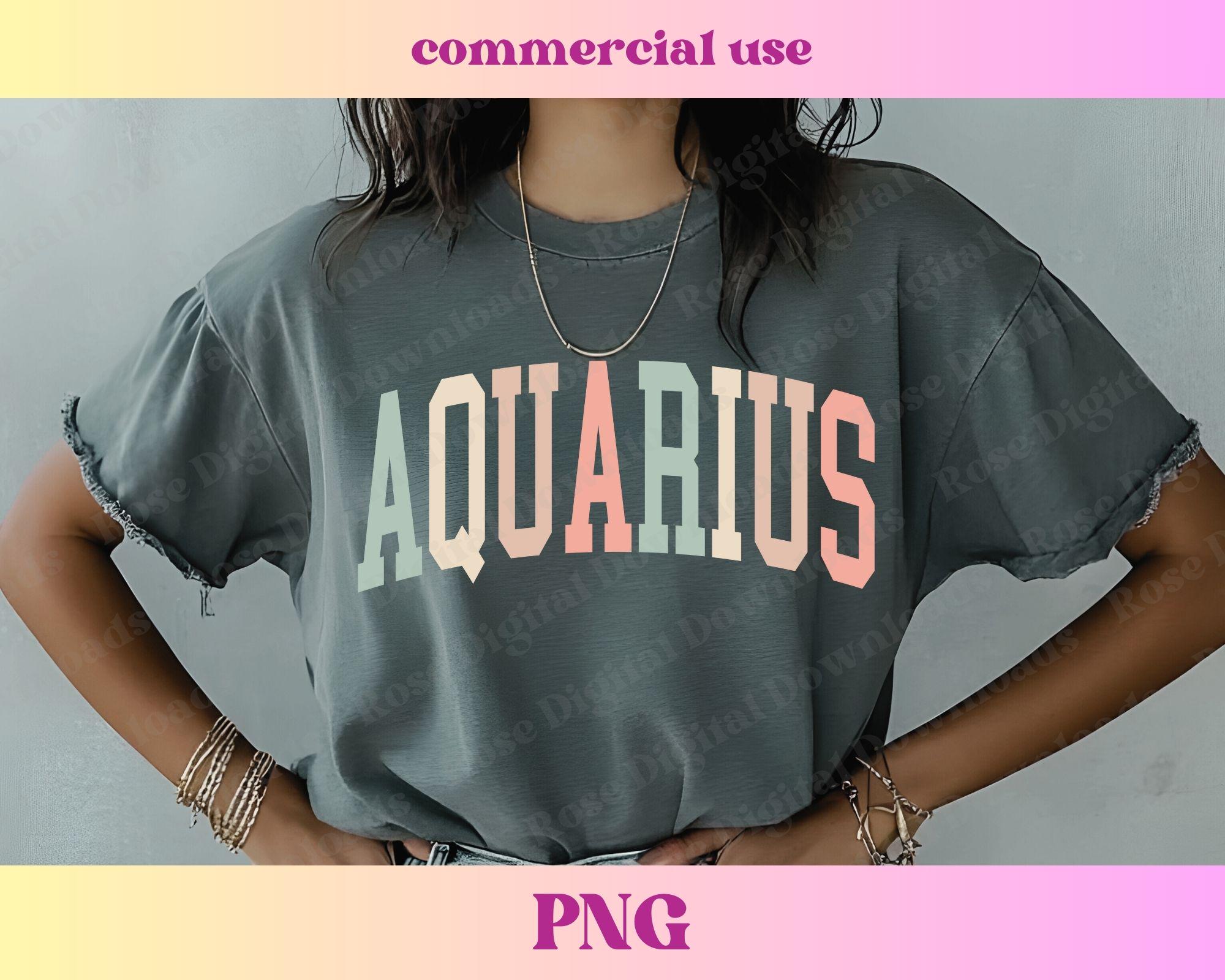 Pastel Aquarius PNG | Zodiac Shirt | Distressed Varsity Trending Sublimation Birthday Gift T-shirt | Horoscope Astrology birth sign PNG