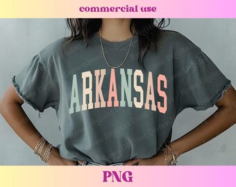 Pastel Arkansas PNG | Trendy state shirt design | Retro Vintage T-shirt Sublimation, Hometown gift, Trending Varsity AR state digital PNG