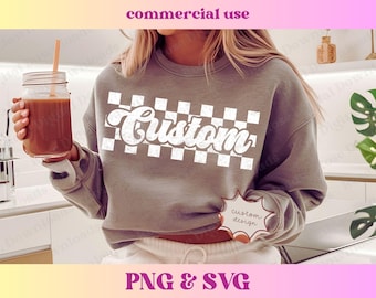 Checkered Custom PNG SVG | Personalized school spirit checkered mascot | Cute high school name sublimation | Retro sports gift T-shirt gift