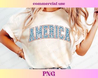 Estrellas americanas PNG / 4 de julio / América roja y azul png / América angustiada / Diseño de camiseta de archivo de sublimación patriótica, Retro vintage