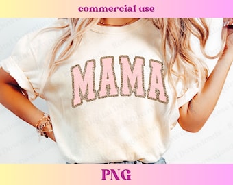 Pink Leopard Mama PNG | Trendy Varsity Retro cheetah png | Mom Shirt PNG | Mama Digital Download Sublimation Design File, Mommy and Me