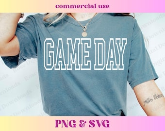 Varsity Game Day Outline PNG SVG | Trendy school spirit shirt | Cute high school mascot sublimation Retro sports gift T-shirt digital design