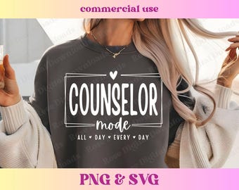 Counselor Mode PNG SVG | Retro Vintage Heart Advisor Shirt Gift | Trendy School Counselor Sublimation Digital Download | Teacher T-shirt