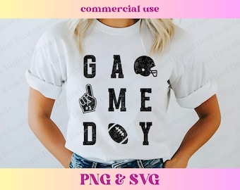 Football Game Day PNG SVG | Trendy distressed varsity school spirit grad shirt | High school mascot sublimation retro football gift T-shirt