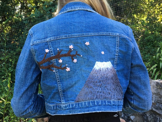cherry blossom denim jacket