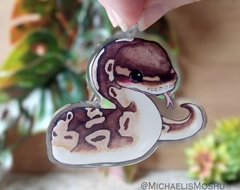 Niedlicher Ball Python Acryl Schlüsselanhänger