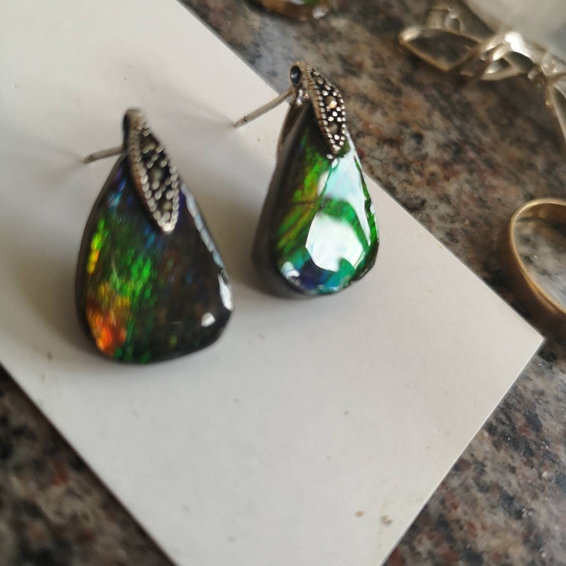 Ammolite earings