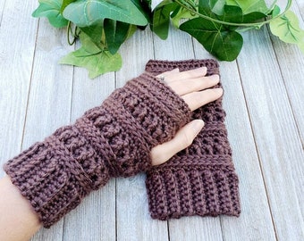 Crochet PATTERN - Textured Fingerless Gloves - Digital Download - Wrist Warmers - Crocheted Arm Warmers - Fingerless Texting Mittens Pattern