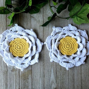 Crochet PATTERN - Lotus Bloom Crochet Coasters - Digital Download - Lotus Blossom - Spring Flower Coaster Pattern