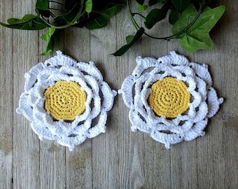 Crochet PATTERN - Lotus Bloom Crochet Coasters - Digital Download - Lotus Blossom - Spring Flower Coaster Pattern