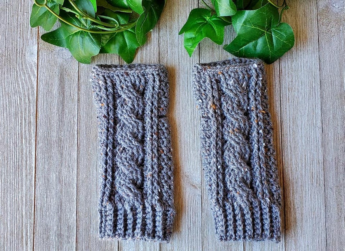 Crochet PATTERN Cable Stitch Fingerless Gloves Digital Etsy