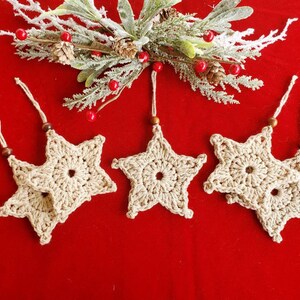 Primitive Star Ornaments - Set of 5 - Rustic Christmas Tree Decoration ...