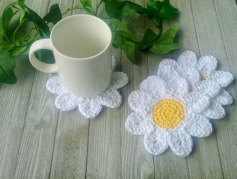 Daisy Coasters in White