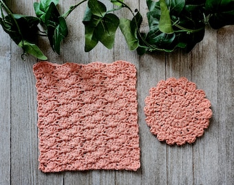 Crochet PATTERN - Shell Stitch Dishcloth and Coaster Pattern - Digital Download - Shell Stitch Coaster Pattern - Washcloth Pattern